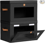Homsorout Collapsible Storage Bins - Large Stackable Organizer Bins, Decorative Boxes with Handles & Window, Fabric Container