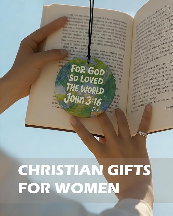 Jesus Christian Round Citrus Car Air Freshener 4 Pcs, Colorful Floral Religious Hanging Air Freshener for Cars Bathroom Dorm 