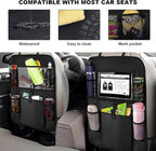 2PCS Car Backseat Organizer, Oxford Car Back Seat Protecter Kick Mat with Touch Screen Tablet Holder, Waterproof Automotive Seatback Storage Bag with Multi Functional Pockets (Large Pocket)