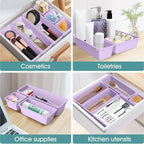WOWBOX 25 PCS Plastic Drawer Organizer Set, 4 Sizes Desk Drawer Divider Organizers and Storage Bins for Makeup, Jewelry, Gadg