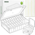 Bead Organizer Box, 30pcs Small Clear Plastic Storage Containers, Craft Storage Box Features Hinged Lid and Labels, Mini Boxe