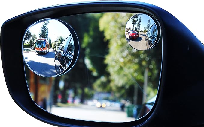 Blind Spot Mirrors for Cars - by Safe View Company - Change Lanes w Confidence - Made from Real Convex Glass - Long Lasting - Easy Peel & Stick (Halo XL)