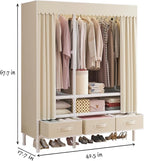 Portable Closet,Garment Rack,Heavy Duty Clothes Rack with Cover,Wardrobe Closet with 1 Hanging Rods, 2 Storage Shelves and 3 