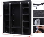 lapday 59 inches Portable Closet Wardrobe, Non-Woven Fabric Closet Storage Organizer with Hanging Rods &12 Storage Shelves, Q