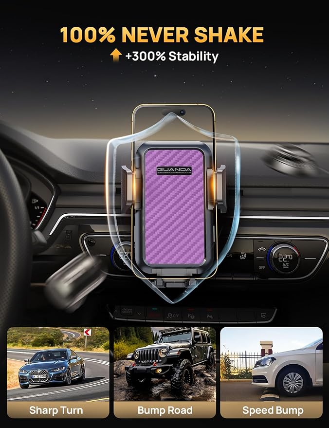 CD Slot Phone Mount, Upgraded Car Phone Holder [Thick Cases Friendly], Universal Phone Mount for Car CD Slot Mount for iPhone, Google, Samsung, Moto, Huawei, LG, and More (Purple)