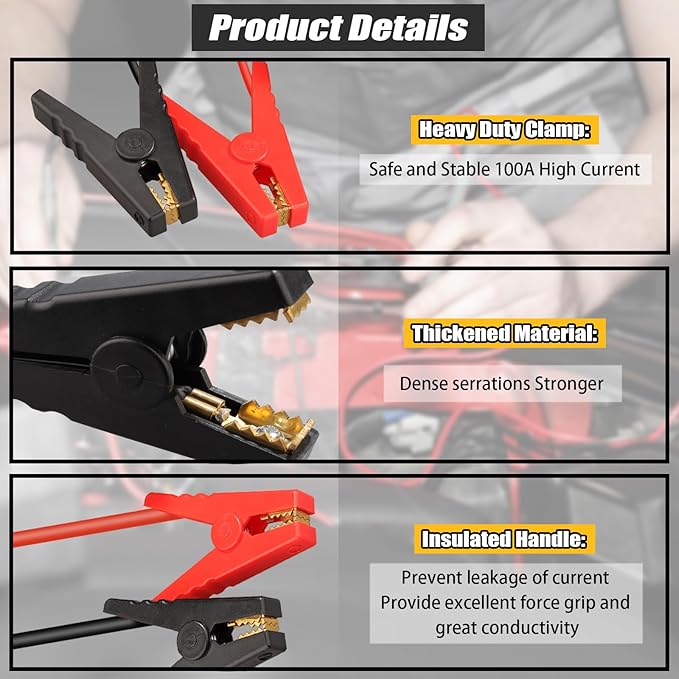 Car Jump Starter Adapter for Dewalt 20V/60V Li-ion Battery,Automotive Battery Booster with 12V Jumper Cable Clamps,Emergency