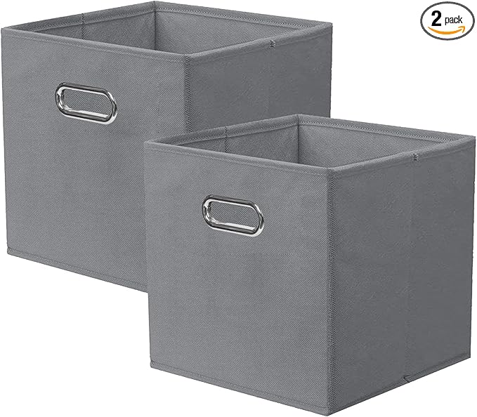 ShellKingdom Storage Bins, Foldable Fabric Storage Cubes And Cloth Storage Organizer Drawer with Metal Handle For Closet And 