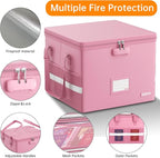 ENGPOW 5200°F File Box Fireproof Document Box with Lock,Heat Insulated Collapsible File Storage Organizer Box with Handle,Por