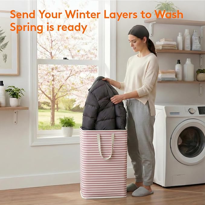 Lifewit 2 Pack Laundry Basket 80L Each, Collapsible Clothes Hamper with Reinforced Handles, Freestanding Waterproof Design fo