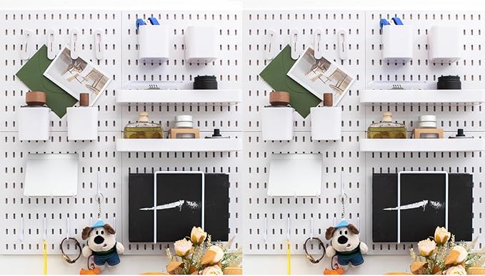 Wall-Mounted Pegboard Kit, 50.4" x 25.2" Organizer Panel – Large, Cost-Effective & Nail-Free Installation White