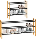 STORAGE MANIAC Expandable Shoe Rack, 16 Pairs Stackable Small Shoe Rack, Metal Adjustable Shoes Organizer for Closet, Entrywa