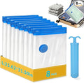 8 Pack Large Travel Vacuum Storage Bags, Portable Vacuum Seal Bags for Clothing Travel with Pump, Space Saver Bag for Luggage