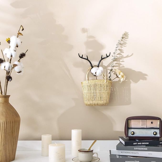 SOFFEE DESIGN Wall Mounted Metal Coat Hooks, Hanging Antler Shape Rack Hooks for Entryway, Bathroom, Bedroom, Retro Double Ho