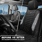 CAR PASS Bling Diamond Leather Car Seat Covers for 2 Front Interior Sets, Waterproof Shining Glitter Sparkly Crystal Universa