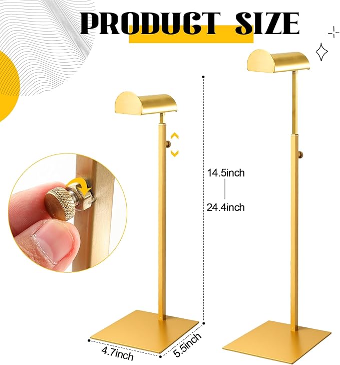 Purse Display Stand 3PCS Handbag Bag Stand Purse Rack Golden Stainless Steel Hanging Hook Stands Vendors Tabletop Adjustable 