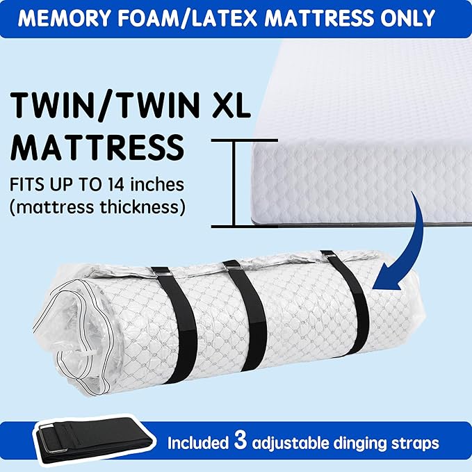 Storage Master Vacuum Storage Bag for Twin Size Mattress - Ideal for Memory Foam and Latex Up to 14 Inches - Designed for Eas