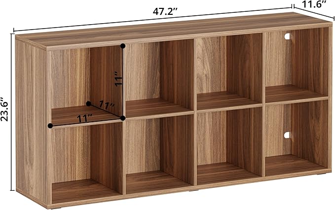 IROCNK Bookshelf, 8-Cube Storage Cube Shelf Organizer, Extra Thick Frame Horizontally & Vertically Reversible Bookcase with O
