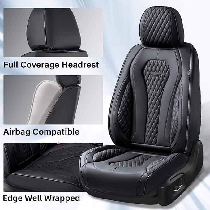 Coverado Seat Covers, Car Seat Covers Front Seats, Black Car Seat Cover, Waterproof Car Seat Covers, Car Seat Cushion, Front 