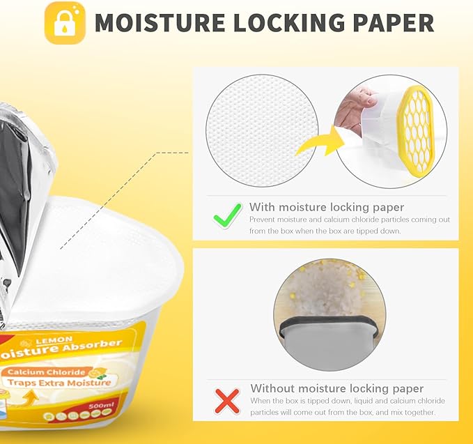 Vacplus Moisture Absorbers 6 Pack, Portable Humidity Absorber Boxes for Your Bathroom, Closet & Car, Dehumidifier with Lemon