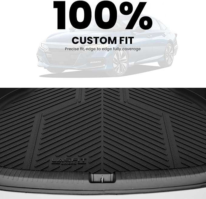 LASFIT Trunk Mat for Honda Accord 2017 2016 2015 2014 2013 Sedan Only, All Weather Custom Fit TPE Cargo Mat Trunk Tray Cargo Tray, Black (Not for Coupe & Hybrid)