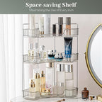 Aveniee Corner Bathroom Counter Organizer, Bathroom Countertop Shelf Makeup Organizer for Vanity Perfume Tray for Corner Stor