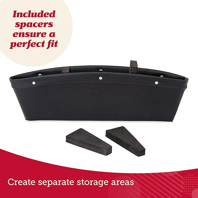Lusso Gear Car Seat Gap Organizer - Pack of 2 - Prevents Items Falling & Seat Gap Filler - Universal Fit 0.5"-2" Slots & Automotive Use - Easy Clean Design for Auto Accessories - Gray Faux Leather