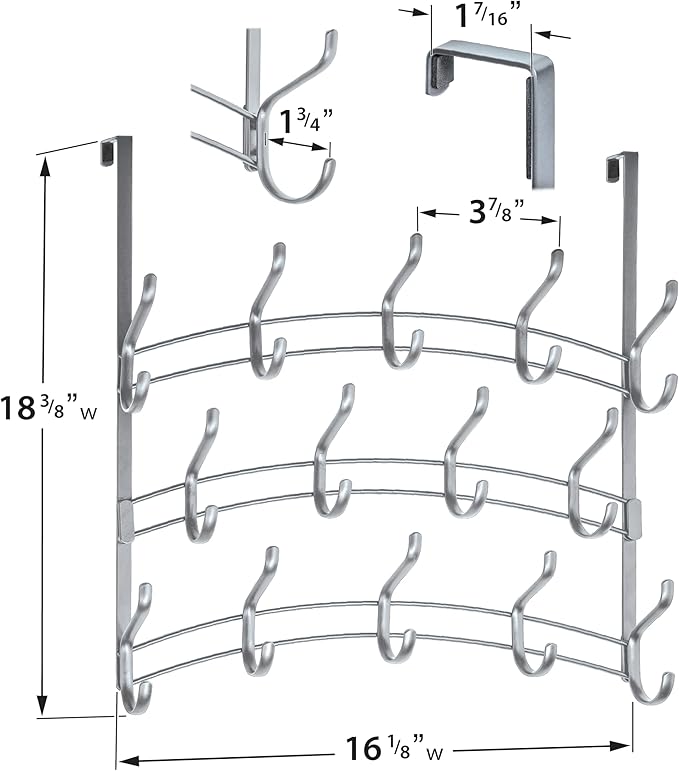 LYNK PROFESSIONAL® HOME™ Over the Door Hooks - 28 Hook – Over the Door Coat Rack Over the Door Hanger - Hanging Towels or Clo