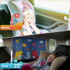 Car Window Shades, 2 PCS Magnetic Double Layer Sun Shade, Side Windows Privacy, Full Covers/Half Shade Options, Cute Dinosaurs, Compatible with Car, SUV, Minivan