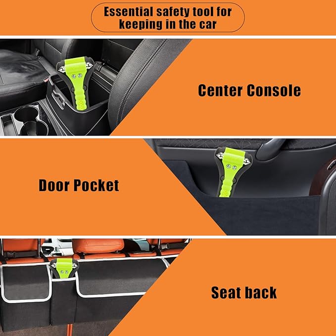 8PCS Car Window Breaker, Fluorescent Green Window Breaker Seatbelt Cutter, Car Safety Hammer with One Second Emergency Glass 