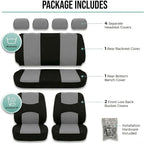 FH Group Flat Cloth Full Set Car Seat Covers Three Row 7 Seater - Universal Fit for Cars, Trucks & SUVs Gray