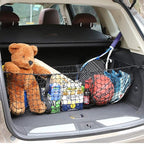 Cargo Net for Car, Expandable 3 Pocket Heavy-Duty Cargo Net Organizer, Black Mesh Storage Pocket with 4 Metal Carabiners Univ