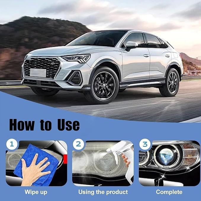 Headlight Cleaner, Headlight Restoration Kit, Automotive Headlamp Restoration Fluid Kit, Q4 Headlight Restoration, for All Ve