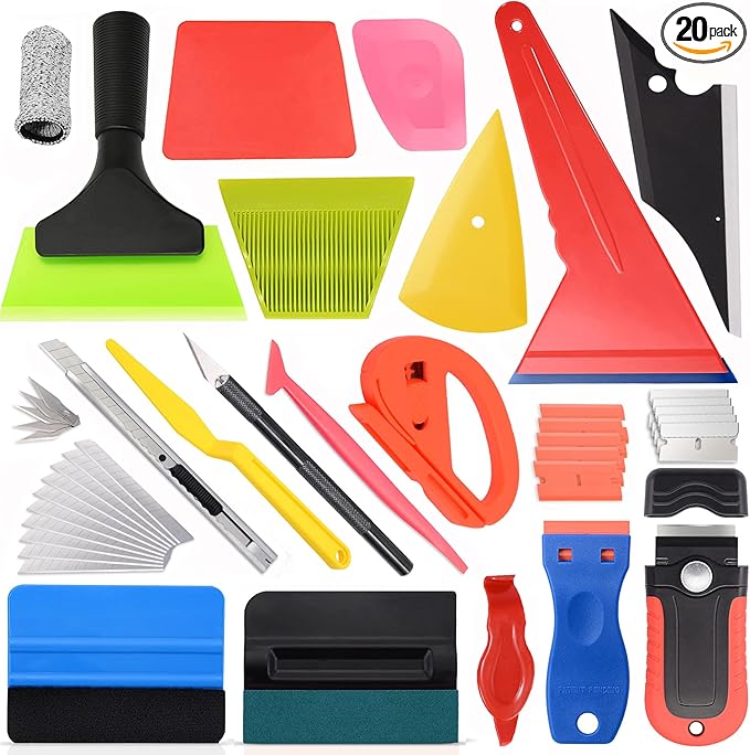 NEWISHTOOL Car Window Tint Tools Kit Vinyl Wrap Tool Kits Window Tinting Squeegee Vehicle PPF Installation Kit Automotive Window Film Tinting Kit Car Wrap Kits Shank Squeegee Tint Windows for Car Kit