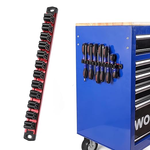 WORKPRO Magnetic Screwdriver Organizer and Wrench Organizer, Aluminum Rail Magnetic Tool Organizer, Tool Holder, Toolbox Orga