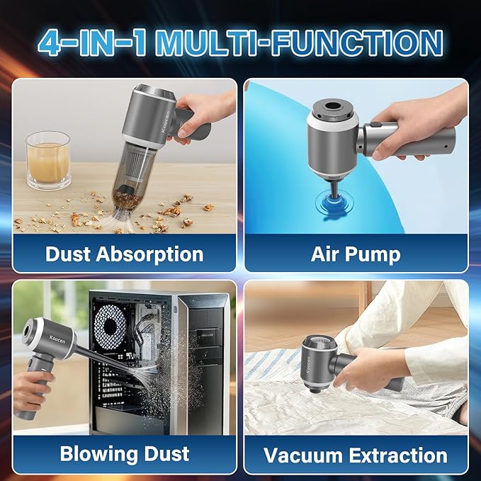 4-in-1 Car Vacuum Portable Cordless & Dust Buster, 20000pa High Power Handheld Vacuum Cordless Rechargeable, Mini Vacuums wit