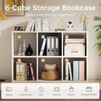 COMHOMA 6 Wood Cube Storage Organizer with Open Back and Removable Back Panels, 11In White Cube Storage Bookshelf, Cubicle Sh