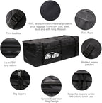 CZC AUTO Expandable Hitch Cargo Carrier Bag 9.5 cu. ft Extends to 11.6 cu. ft, Waterproof/Rainproof/Weatherproof, for Car Truck SUV Vans' Hitch Trays Hitch Baskets, Safe Steady Durable Soft Black