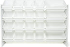Humble Crew Extra-Large Toy Organizer with 20 Plastic Bins – White/White Storage Rack with 4-Tier Shelves, Anti-Tip Safety, f