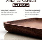 Solid Black Walnut Wooden Key Tray, Multi-Functional Key Bowl for Entryway Table, Key Holder Stand equipped with 3 Hooks, Woo