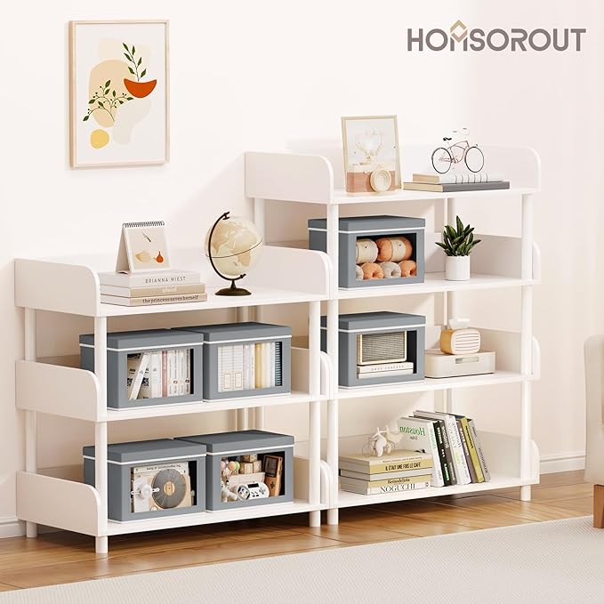 Homsorout Storage Bins with Lids - Small Fabric Organizers with Window, Collapsible Storage Bins for Clothes, Decorative Clos