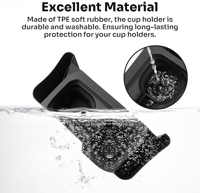 Autorder Center Console Cup Holder Insert for 2016-2023 Toyota Tacoma Interior Accessories, TPE Silicone Material 2-in-1 Center Console Drink Cup Holder Insert