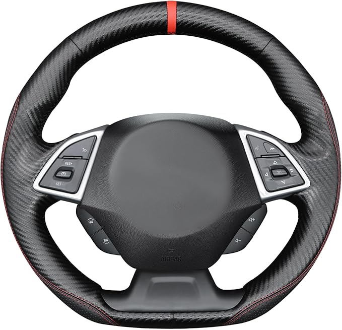 MEWANT Hand Sewn 3D Style Steering Wheel Cover Wrap for Chevrolet Camaro 2017-2022 Steering Wheel Accessories for Chevrolet Camaro 2017-2022