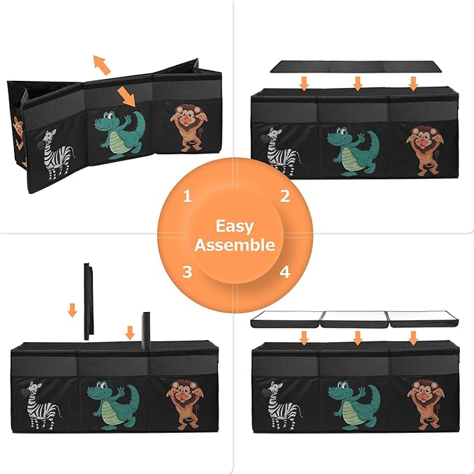 Extra Large Toy Box, Collapsible Sturdy Toy Storage Organizer with Lids, Dinosaur Storage Box for Boys Girls, 42"x16"x14" Kid