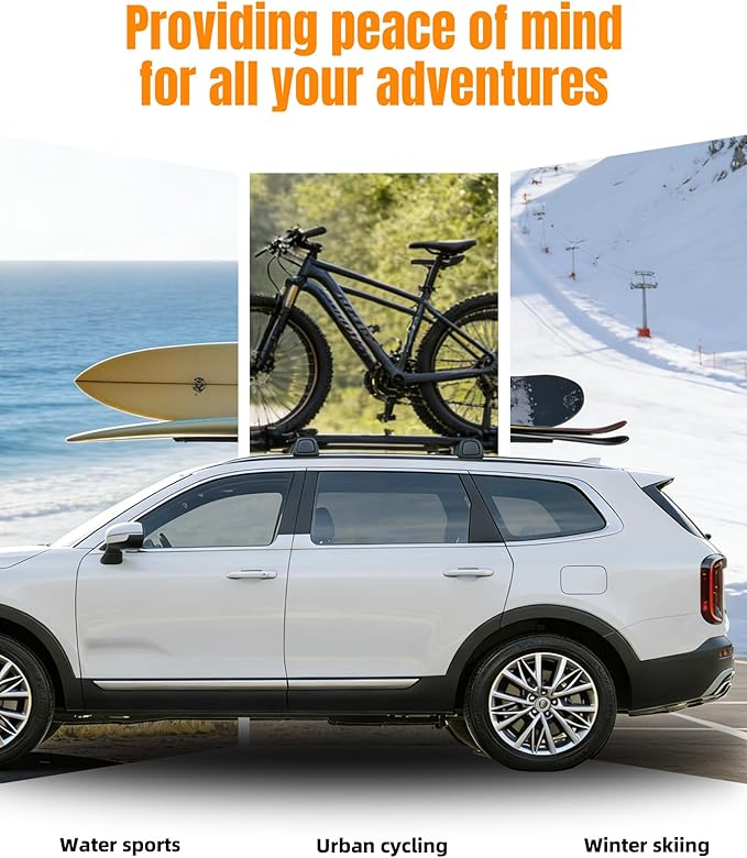 Snailfly Upgraded Roof Rack Cross Bars Fit for 2019-2026 Kia Telluride S SX SX-P EX Lockable Crossbars for Ski Kayak Bike Basket (Except X-Line and X-Pro)