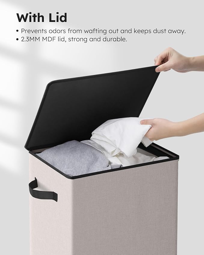 SOLEDI Laundry Hamper with Lid 90L Large & Tall Collapsible Laundry Basket, Clothes Hamper with Bag Removable Easy to Carry, 