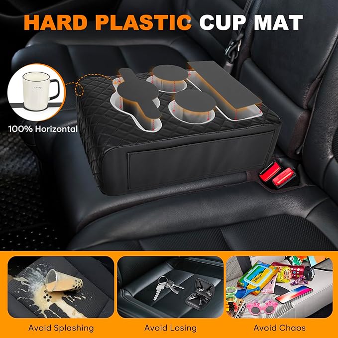 Back Seat Cup Holder for Car, Truck Bed Organizer, Car Truck Boat Organizer, Couch Cup Holder Expander Tray Holds Fit for Coffee Drink Food Snacks Remote with Side Pockets
