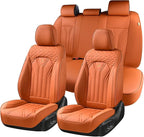 FLORICH Car Seat Covers Full Set Orange Seat Cover Front Seats and Back Leather Seat Covers for Cars Waterproof Car Seat Cush