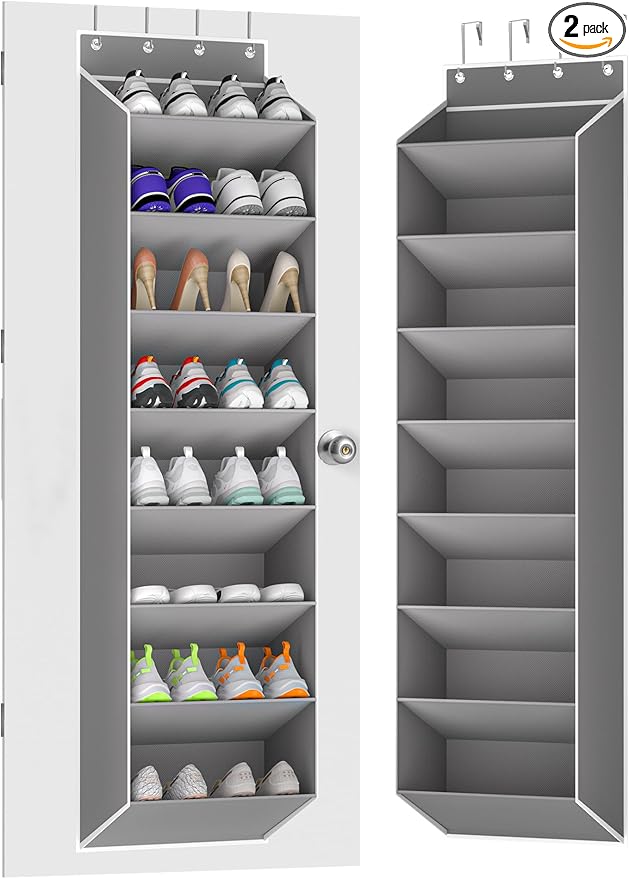 KYEVIS Over The Door Shoe Organizer Storage Fit 16-24 Pairs Hanging Shoe Rack Organiser for Closet Door, Deep Pocket Shoe Hol