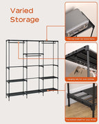 CASAMAYA Clothes Rack, Portable Closet, 81.1 Inch Large Capacity Wardrobe Closet, Clothes Storage Organizer with Shelves and 