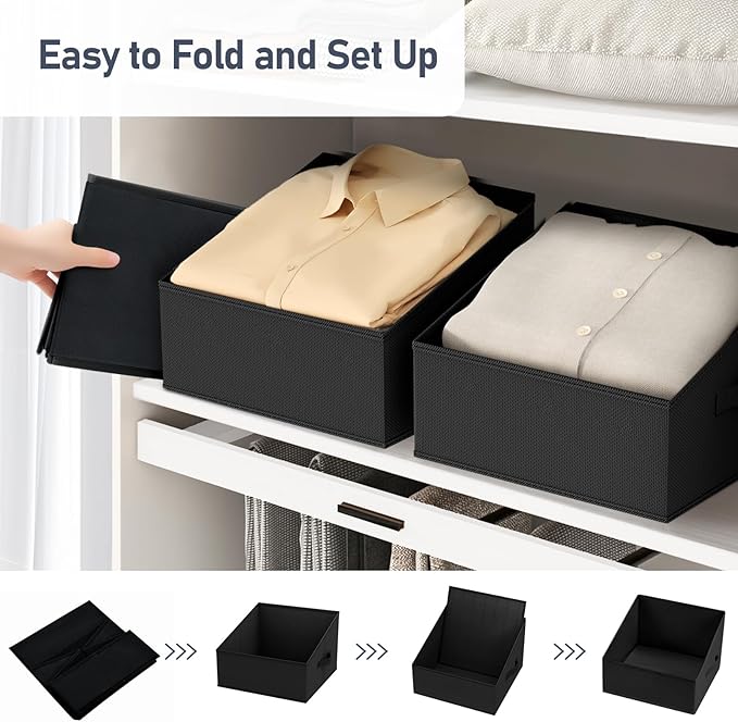 DIMJ Closet Storage Bins 8 Pack - Fabric Trapezoid Closet Organizer Bin, Foldable Storage Baskets for Shelves, Closet Shelf O